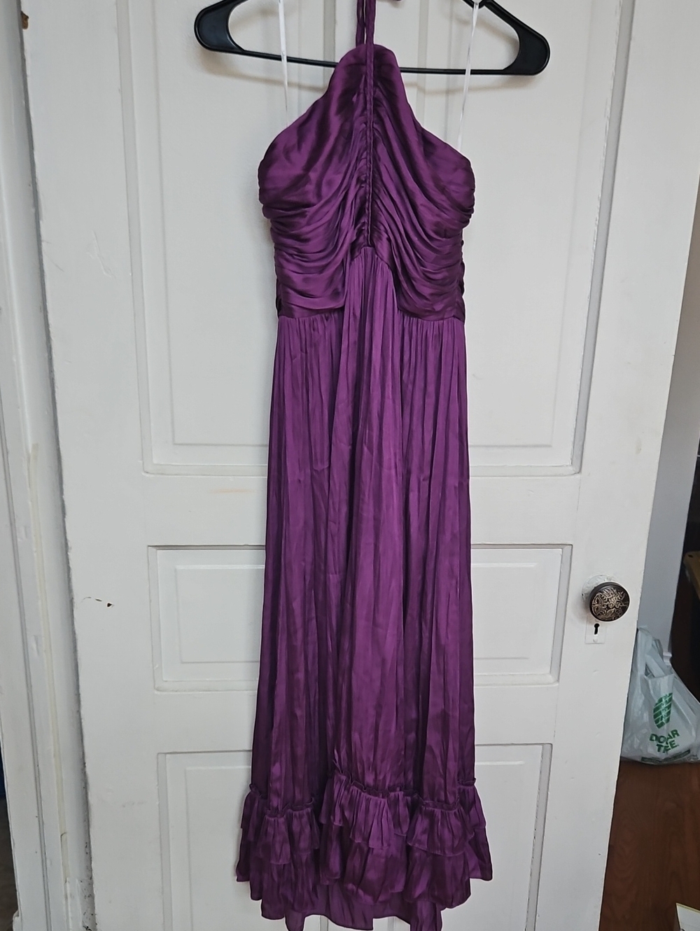 Lulu's Plum Halter Ruched Maxi Dress